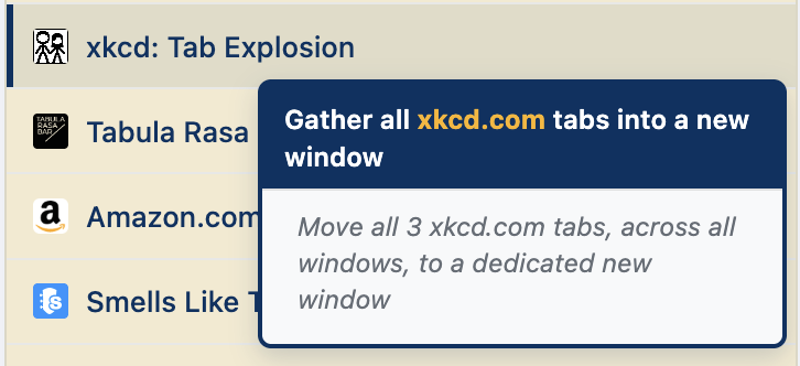 Right-click context menu showing Gather domain tabs option