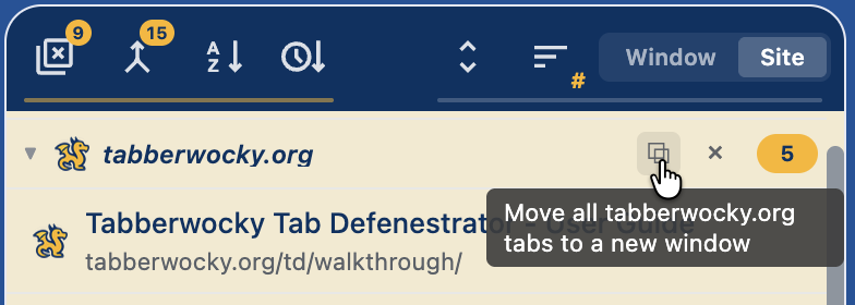 Site mode header showing Gather button on hover