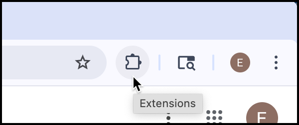Chrome toolbar showing the Extensions button with tooltip